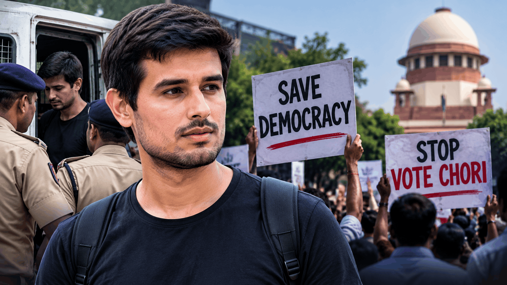 Dhruv Rathee detained ahead of the CJP protest in Delhi