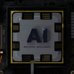 Semiconductor chip used to illustrate AI computing demand