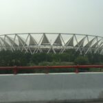 View of Jawaharlal Nehru Stadium from the Barapullah flyover in Delhi