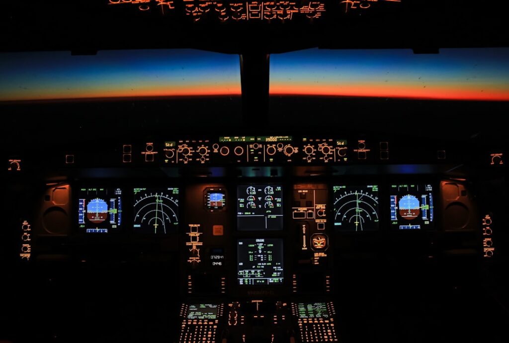 Flydubai Flight Diverted After Co-Pilot Allegedly Stabs Captain During Flight Commercial aircraft cockpit, representative image for the Flydubai flight incident