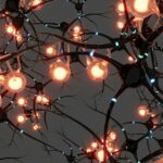 Illustration of brain neurons representing optogenetics research